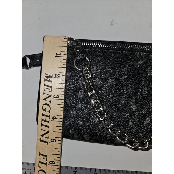 New! Michael Kors Signature Logo Chain Belt Bag Black Fanny Pouch - Picture 6 of 7